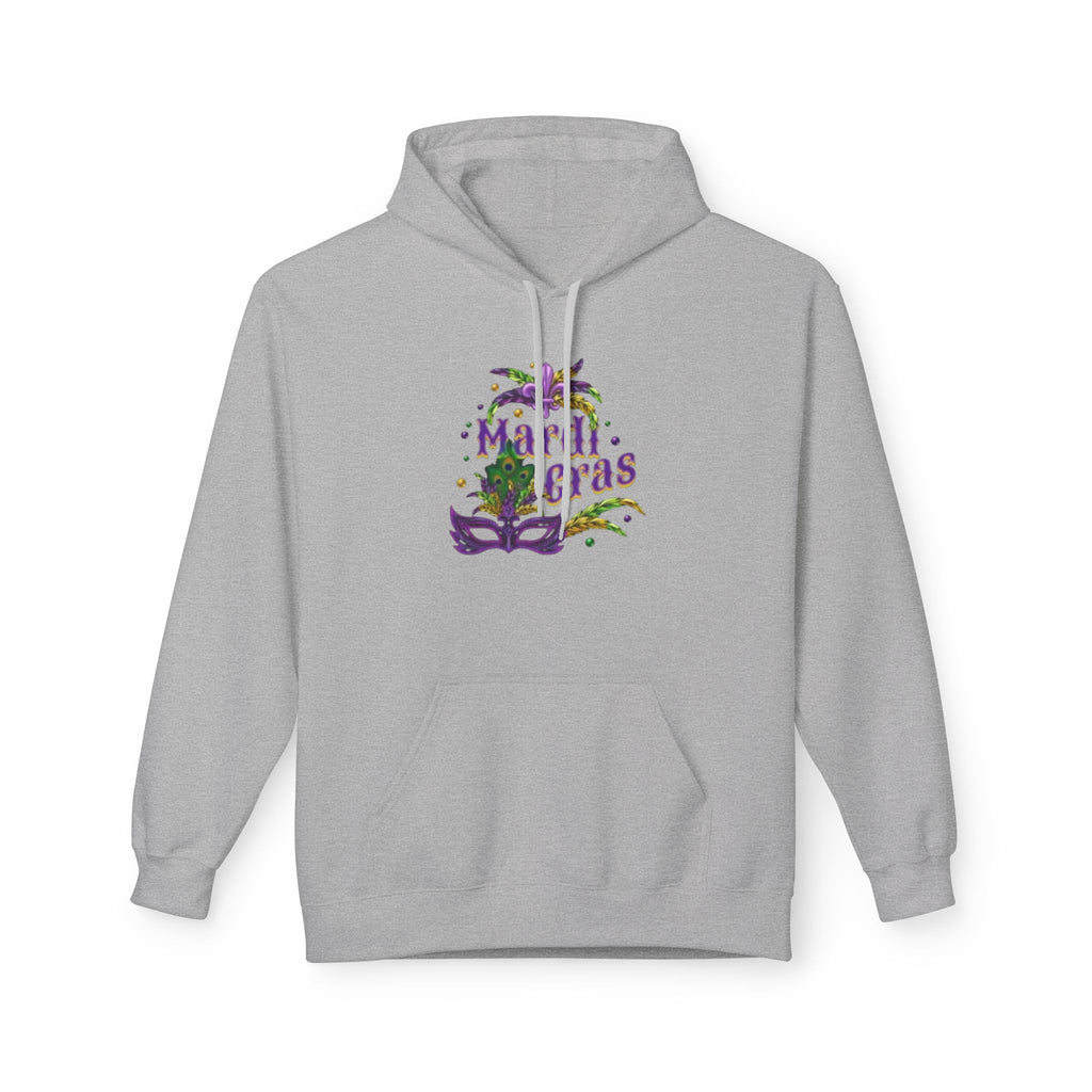 Mardi Gras Mask Hoodie — Purple Green Gold Carnival Pullover
