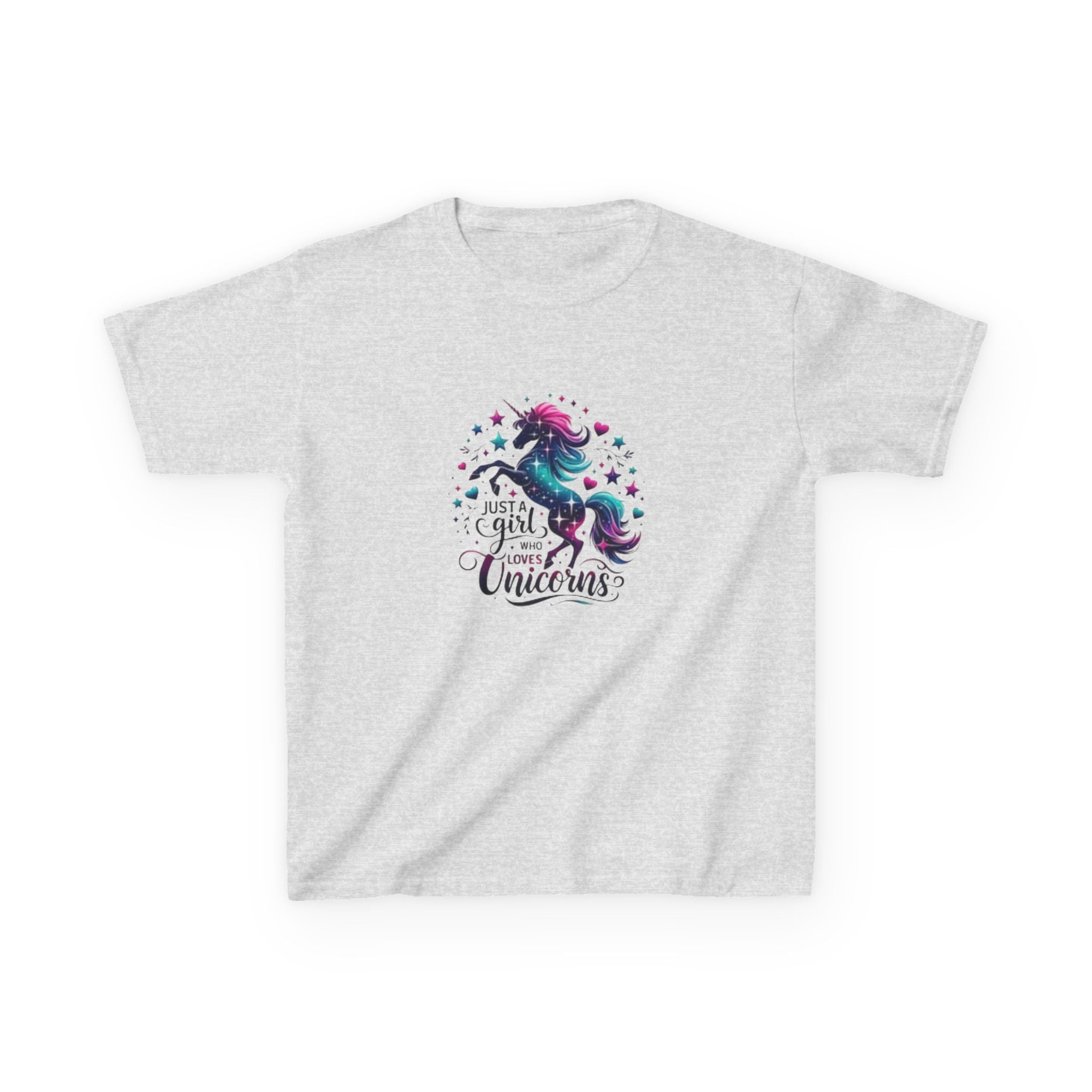 Kids T-Shirt — Colorful Unicorn “Just a Girl Who Loves Unicorns” Graphic Tee