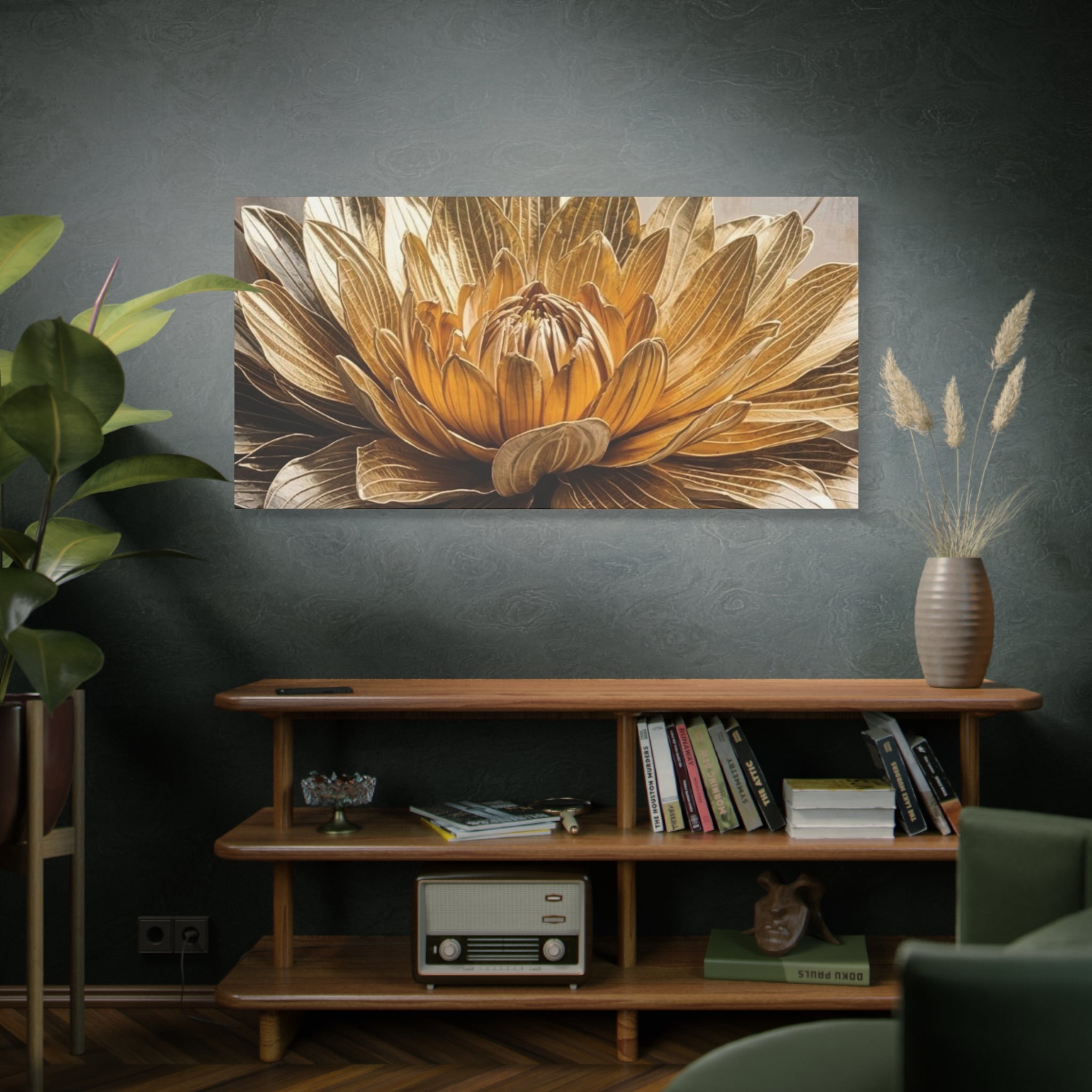 Golden Dahlia Matte Canvas Wall Art — Stretched 1.25"