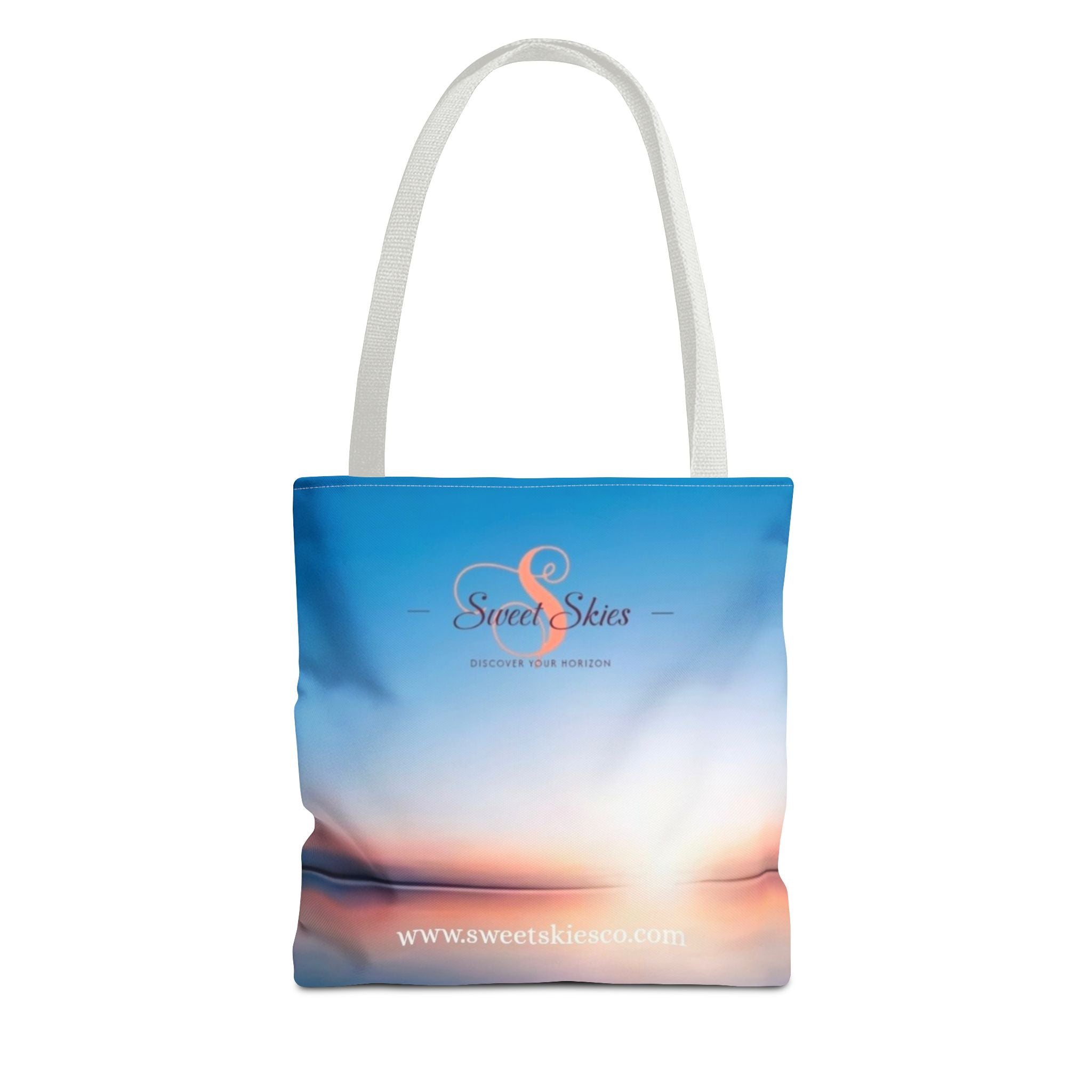 Sunset Beach Tote Bag — Sweet Skies Logo AOP Carryall
