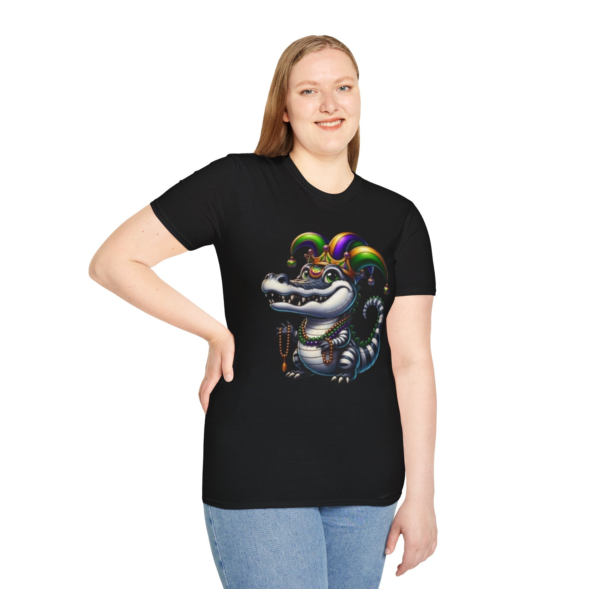 Mardi Gras Jester Alligator T-Shirt — Carnival Croc Graphic Tee