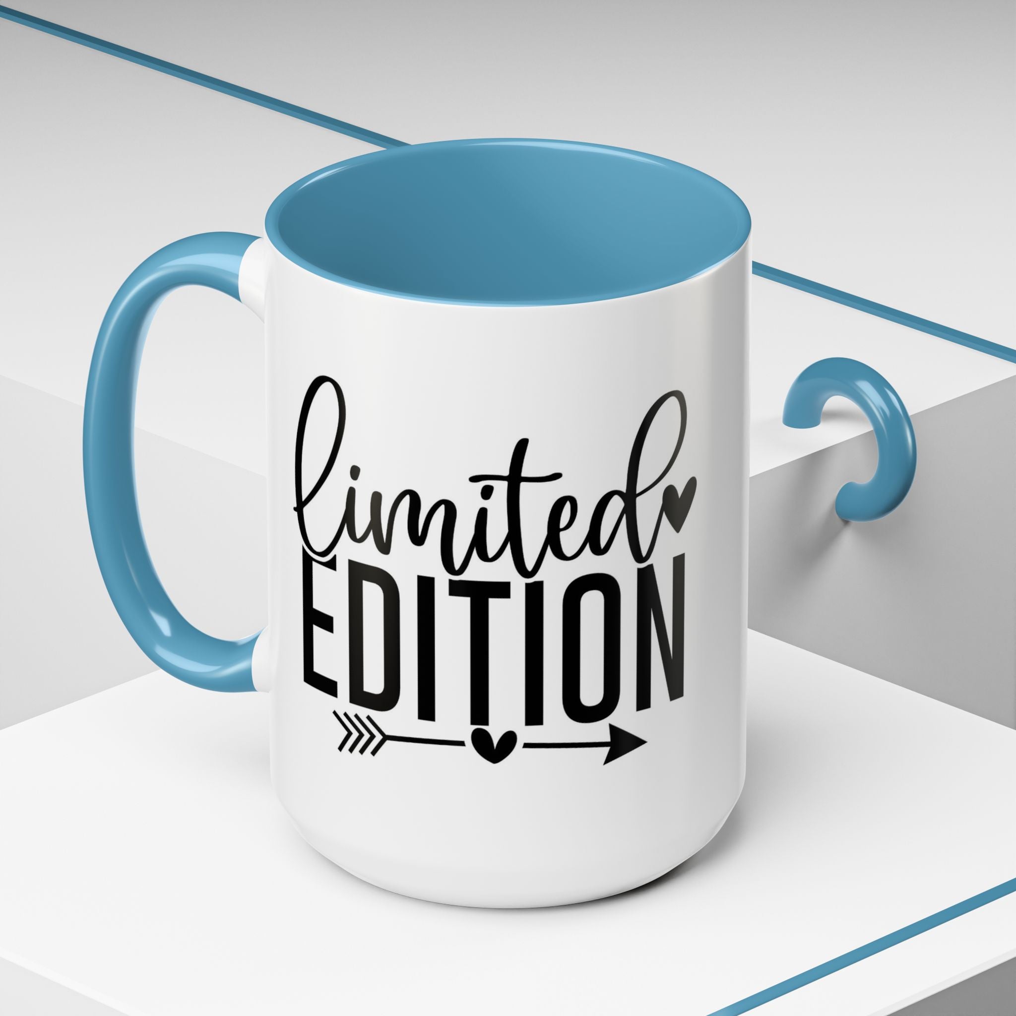 Limited Edition Accent Coffee Mug — Pink Interior, 'Limited Edition' Graphic (11/15oz)