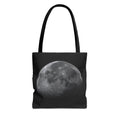 Full Moon Black Tote Bag — Moon Phase AOP Canvas Tote for Night Lovers