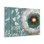 Canvas Wall Art — "Just Breathe" Dandelion Rustic Teal