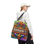 Bourbon St. Parade Tote Bag — Mardi Gras Fleur-de-Lis All-Over Print