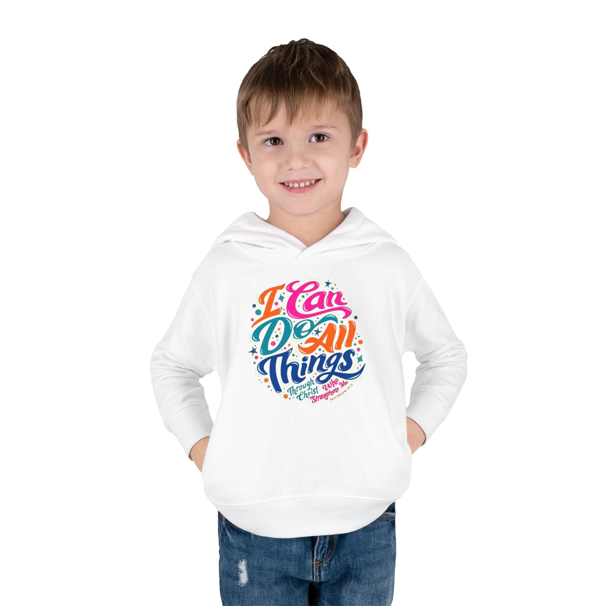 Toddler Pullover Fleece Hoodie- "I Can Do All Things"