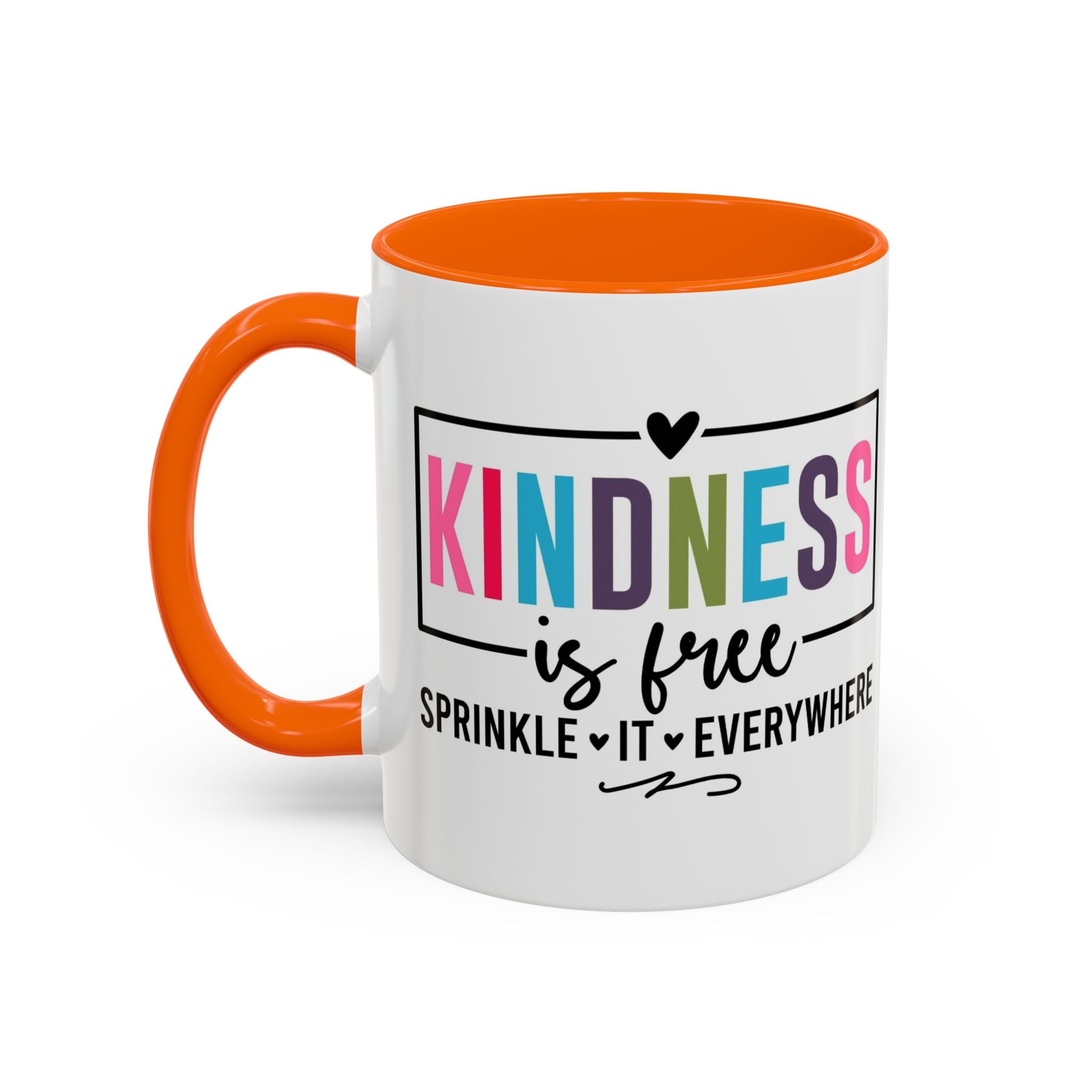 Kindness Is Free Accent Coffee Mug — Inspirational Pink Interior 11/15oz