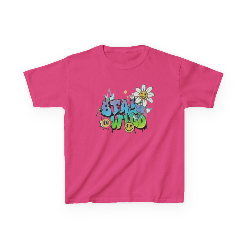 Kids Tee — "Stay Wild" Graffiti Daisy Graphic