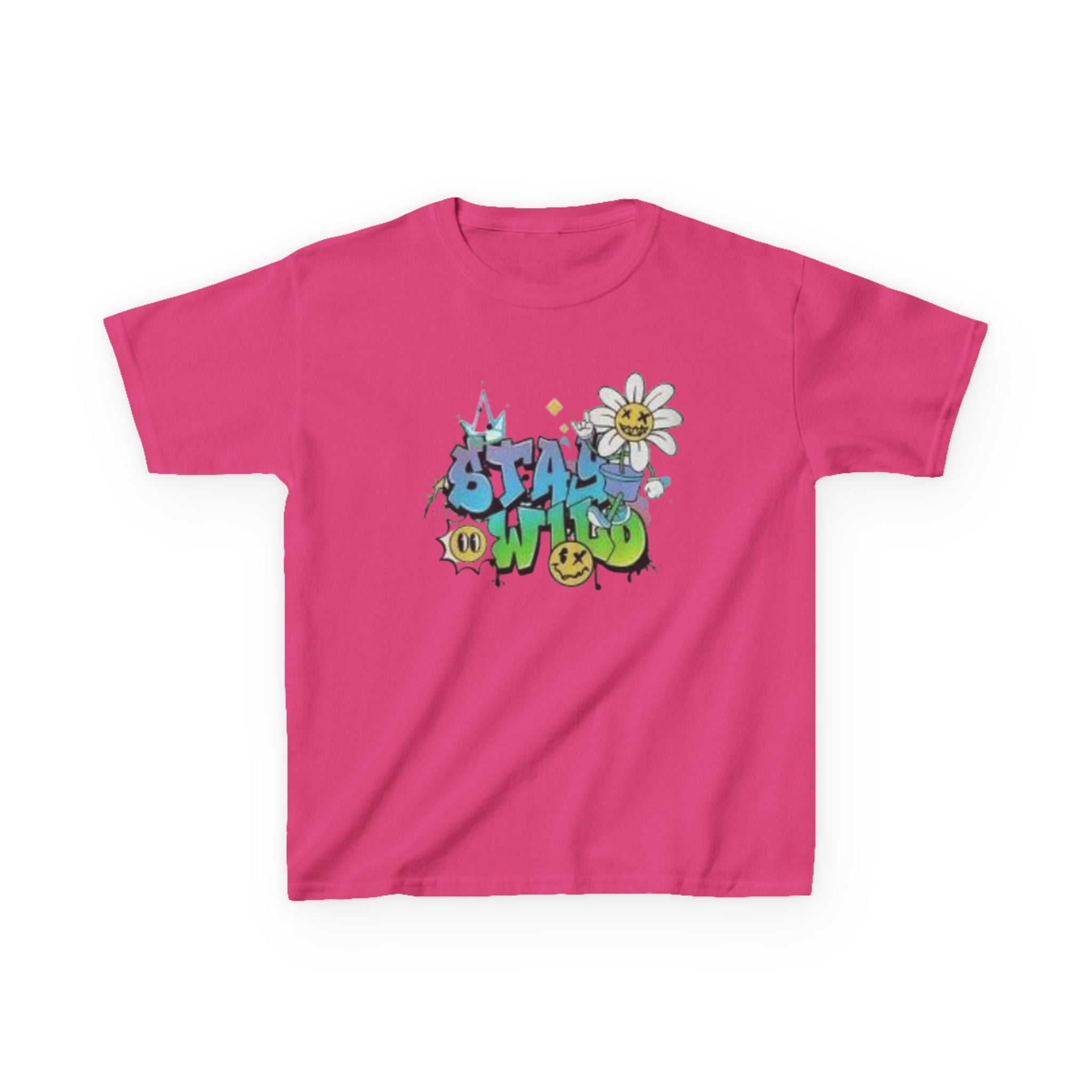 Kids Tee — "Stay Wild" Graffiti Daisy Graphic