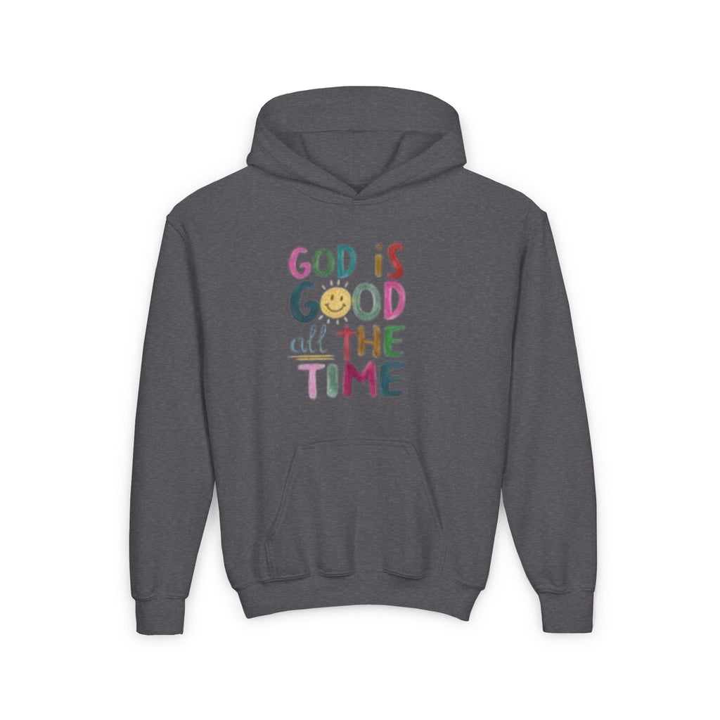 Youth Hoodie — "God Is Good All The Time" Colorful Faith Pullover