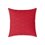 Red Heart Pattern Pillow - Valentine Decorative Square Throw Pillow