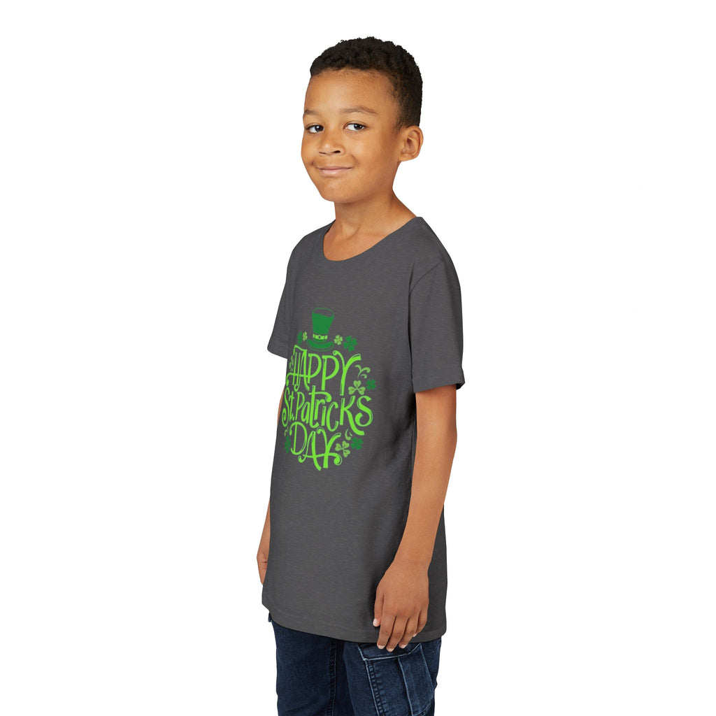 Youth Tee — Happy St. Patrick's Day Green Lettering Kids Shirt