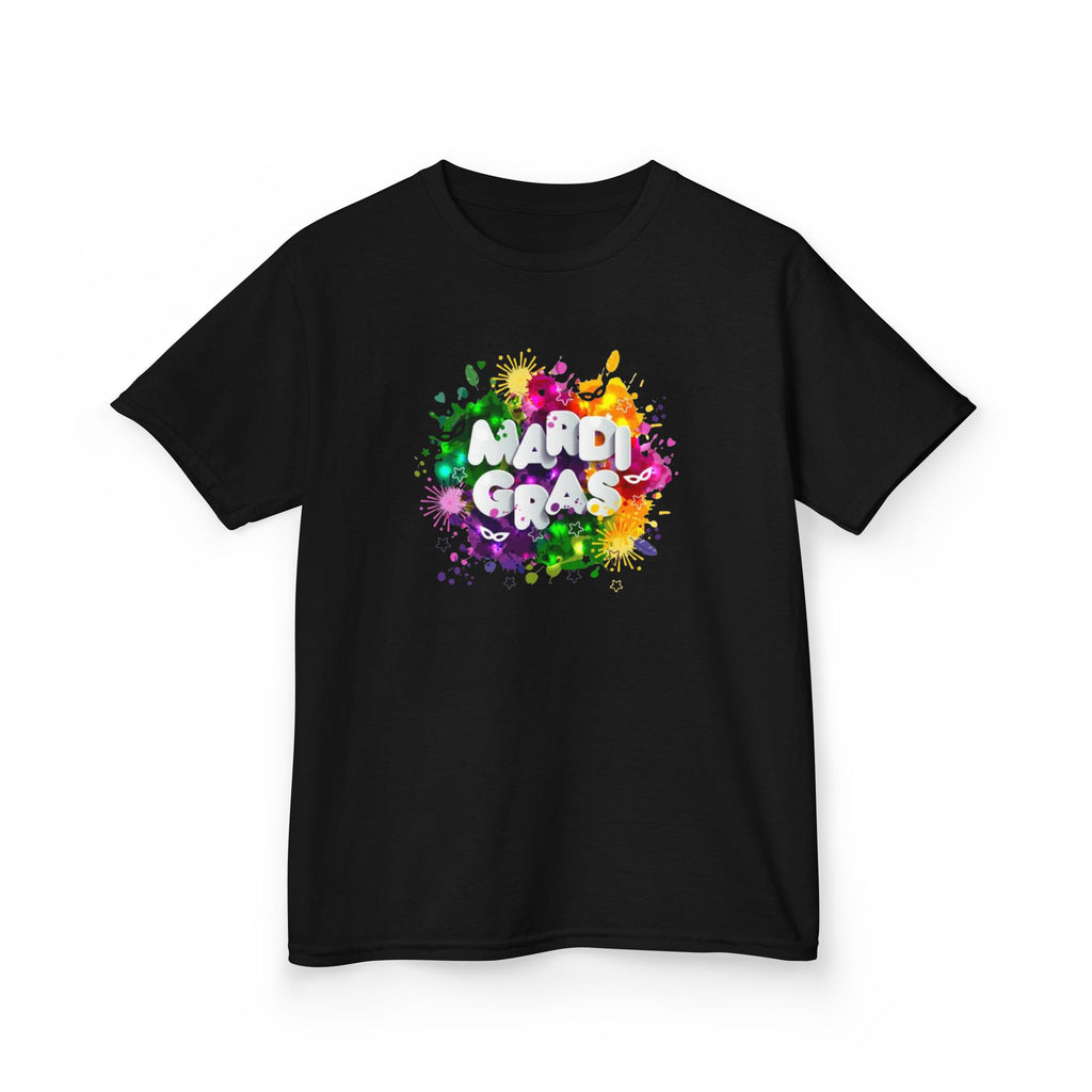 Mardi Gras Kids T‑Shirt — Colorful Paint Splash Design