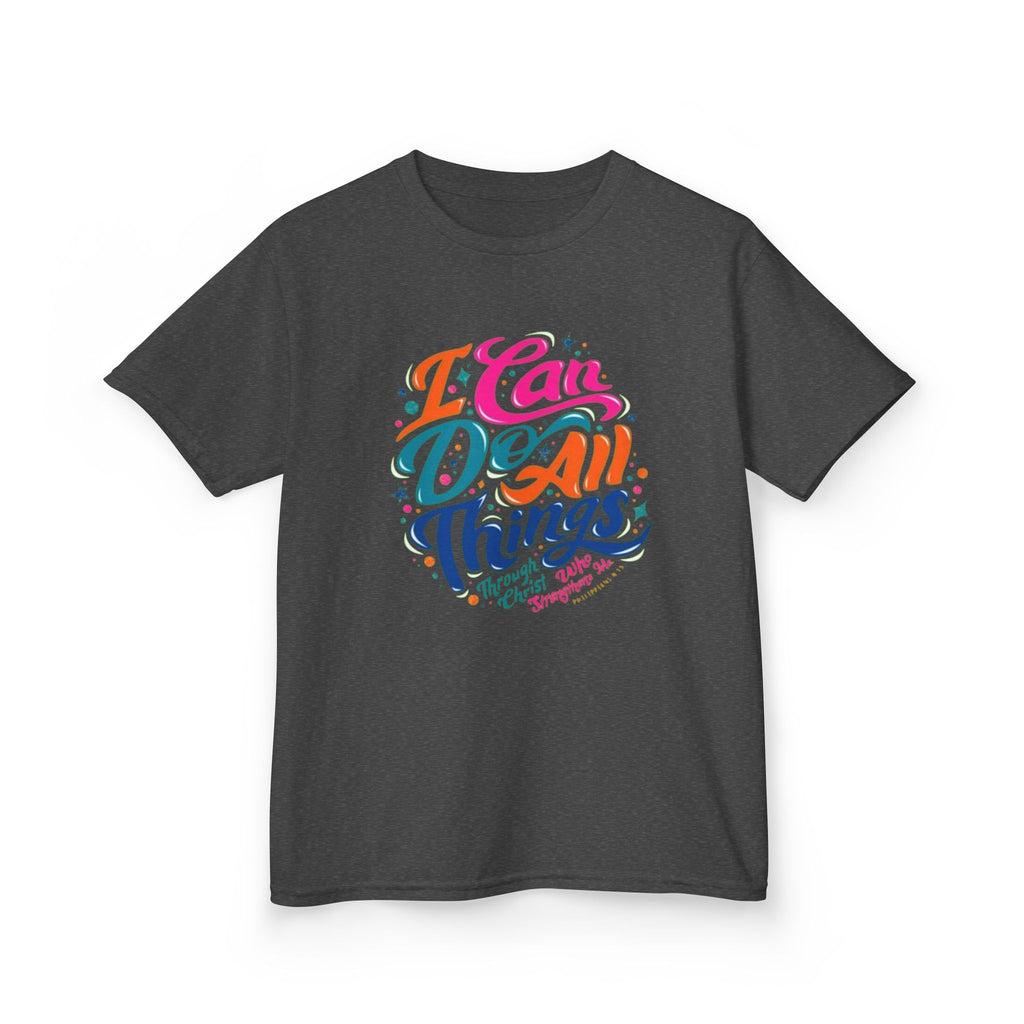 Kids T‑Shirt — "I Can Do All Things" Inspirational Rainbow Tee