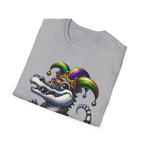 Mardi Gras Jester Alligator T-Shirt — Carnival Croc Graphic Tee