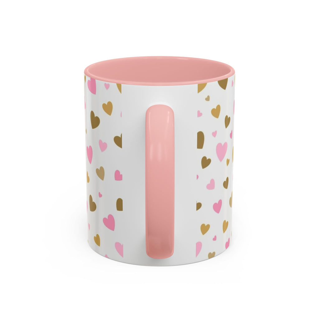 Pink & Gold Heart Accent Coffee Mug — Romantic Valentine’s Tea & Coffee Cup