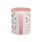 Pink & Gold Heart Accent Coffee Mug — Romantic Valentine’s Tea & Coffee Cup