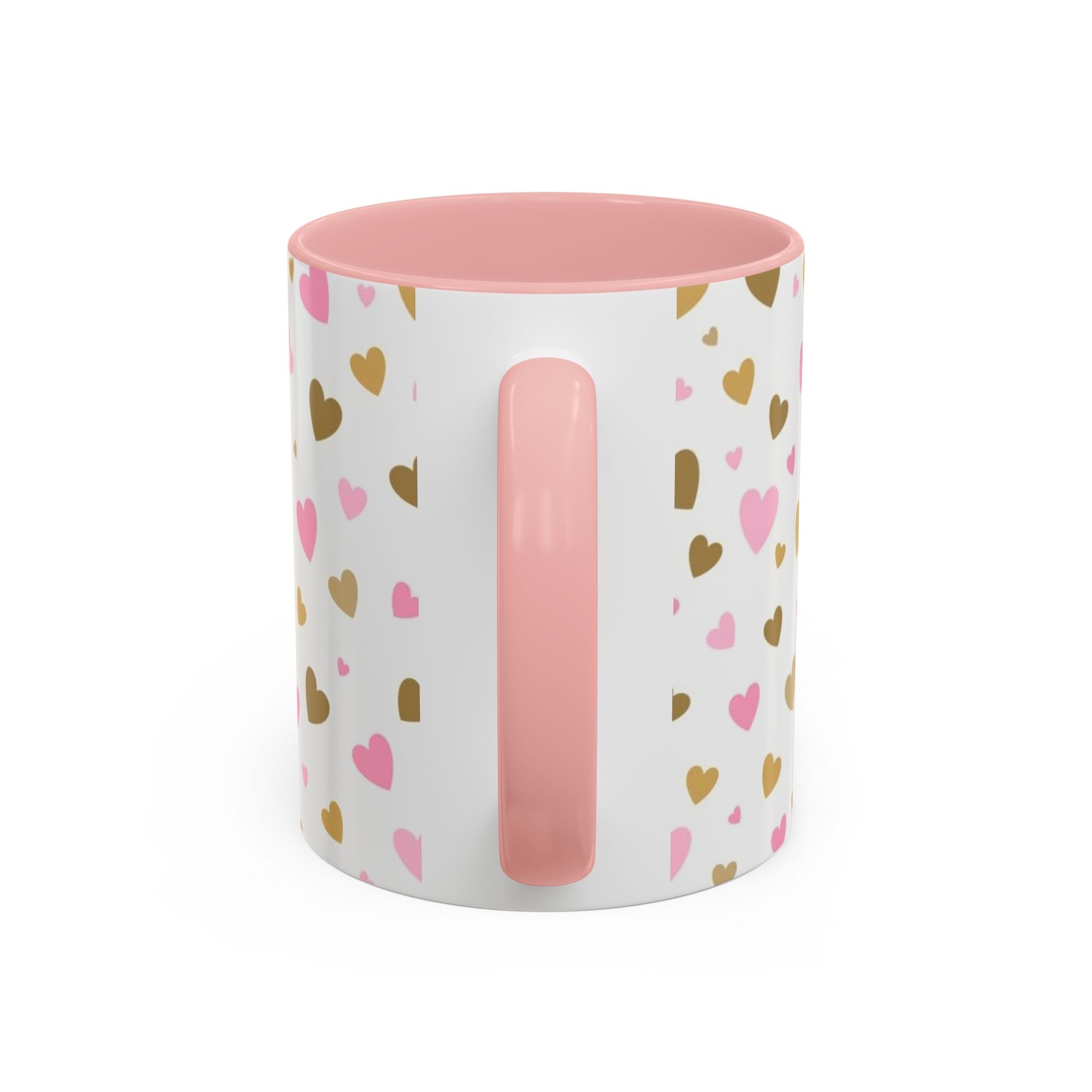 Pink & Gold Heart Accent Coffee Mug — Romantic Valentine’s Tea & Coffee Cup