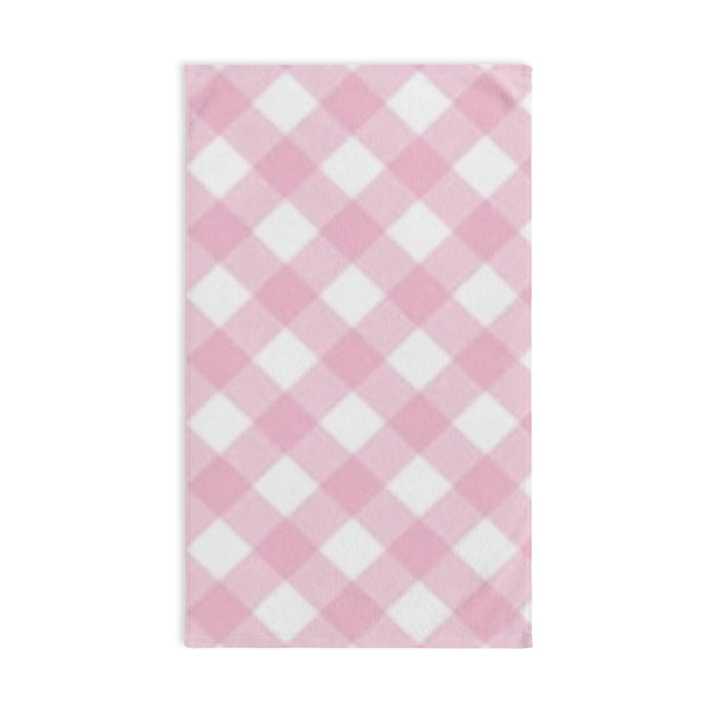 Pink Gingham Hand Towel — Cute Farmhouse Kitchen & Bathroom Accent