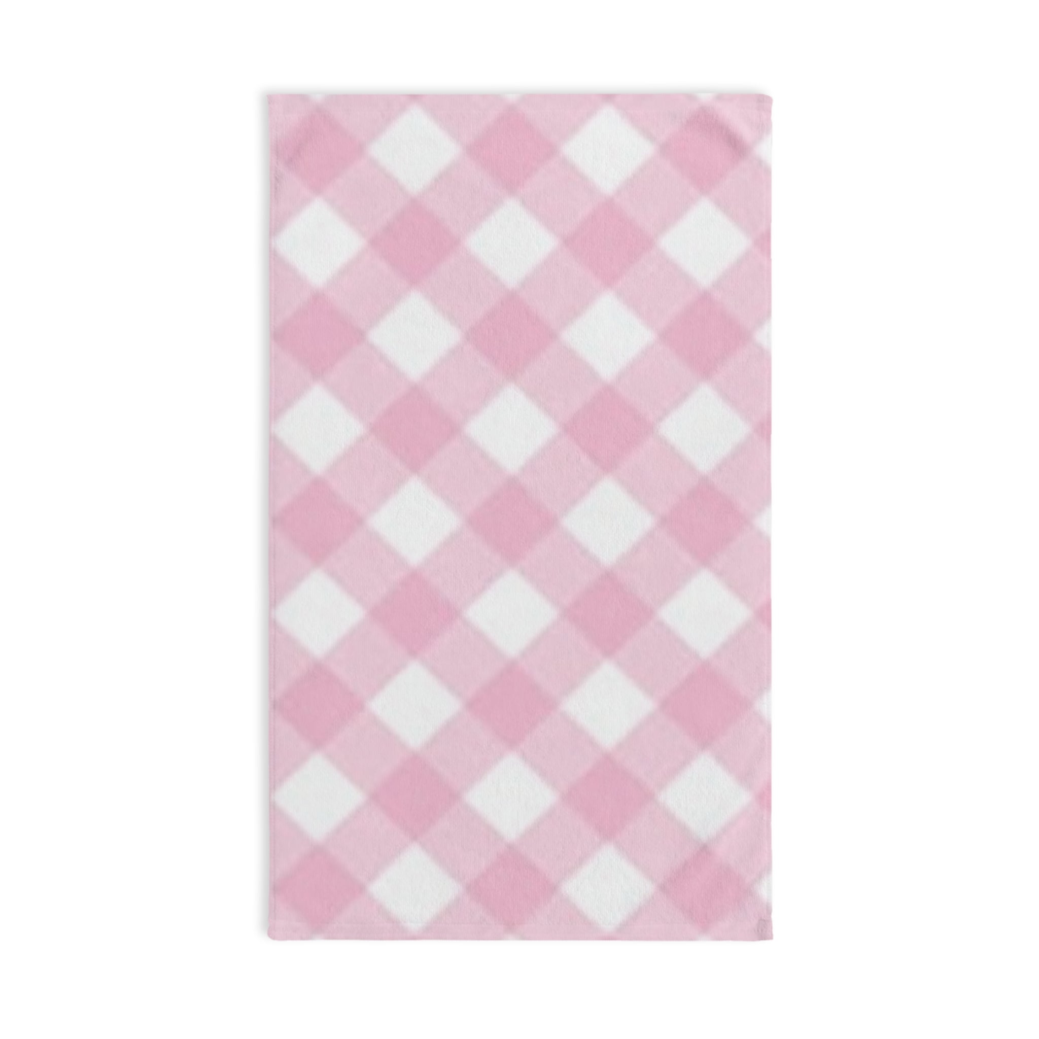 Pink Gingham Hand Towel — Cute Farmhouse Kitchen & Bathroom Accent