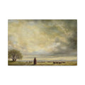 Shepherd in Pastoral Landscape Matte Canvas Print