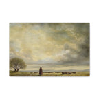 Shepherd in Pastoral Landscape Matte Canvas Print