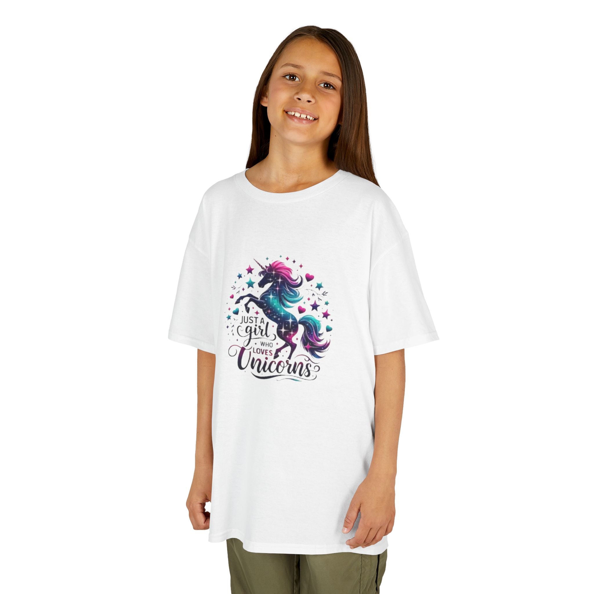 Kids T-Shirt — Colorful Unicorn “Just a Girl Who Loves Unicorns” Graphic Tee