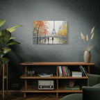 Paris Eiffel Tower Autumn Street Matte Canvas Wall Art, Stretched 1.25"