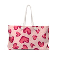 Heart Print Weekender Bag — Pink Valentine Travel Tote