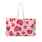 Heart Print Weekender Bag — Pink Valentine Travel Tote