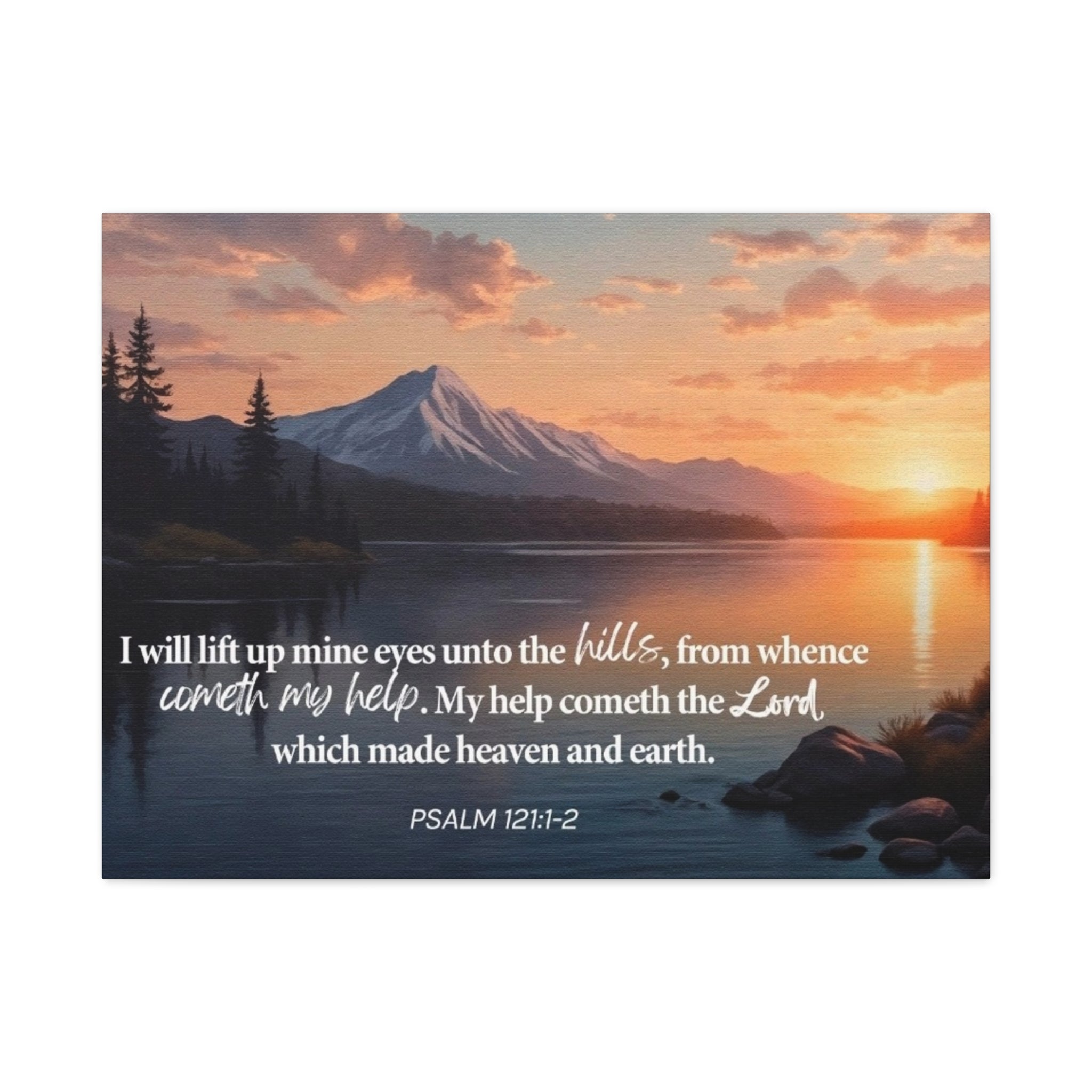 Psalm 121 Canvas Wall Art — "I Will Lift Up Mine Eyes unto the Hills" Inspirational Landscape