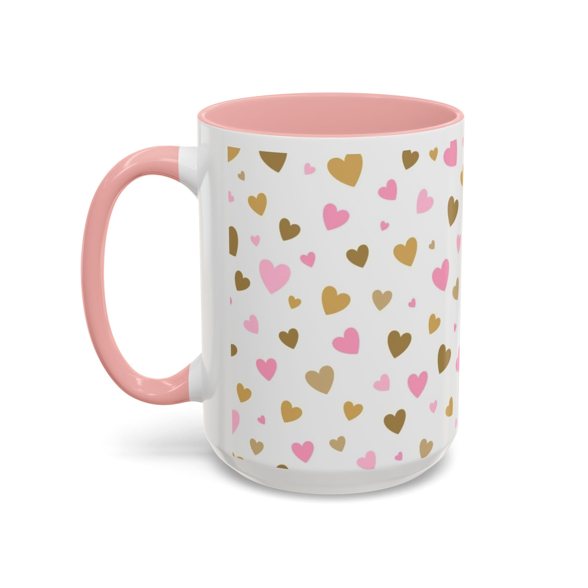 Pink & Gold Heart Accent Coffee Mug — Romantic Valentine’s Tea & Coffee Cup