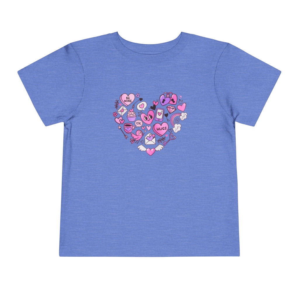 Toddler Tee — Pink Heart Doodle Design (Love, Kisses & Cute Icons)