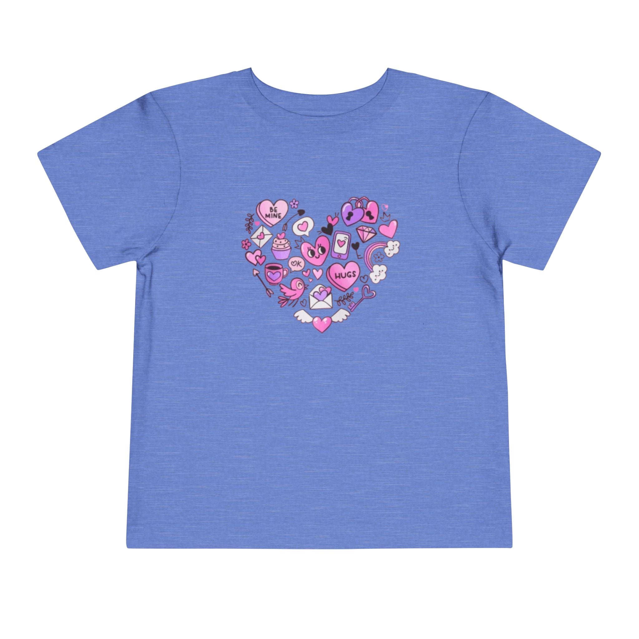 Toddler Tee — Pink Heart Doodle Design (Love, Kisses & Cute Icons)