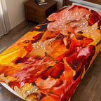 Autumn Fall Leaves Velveteen Plush Blanket