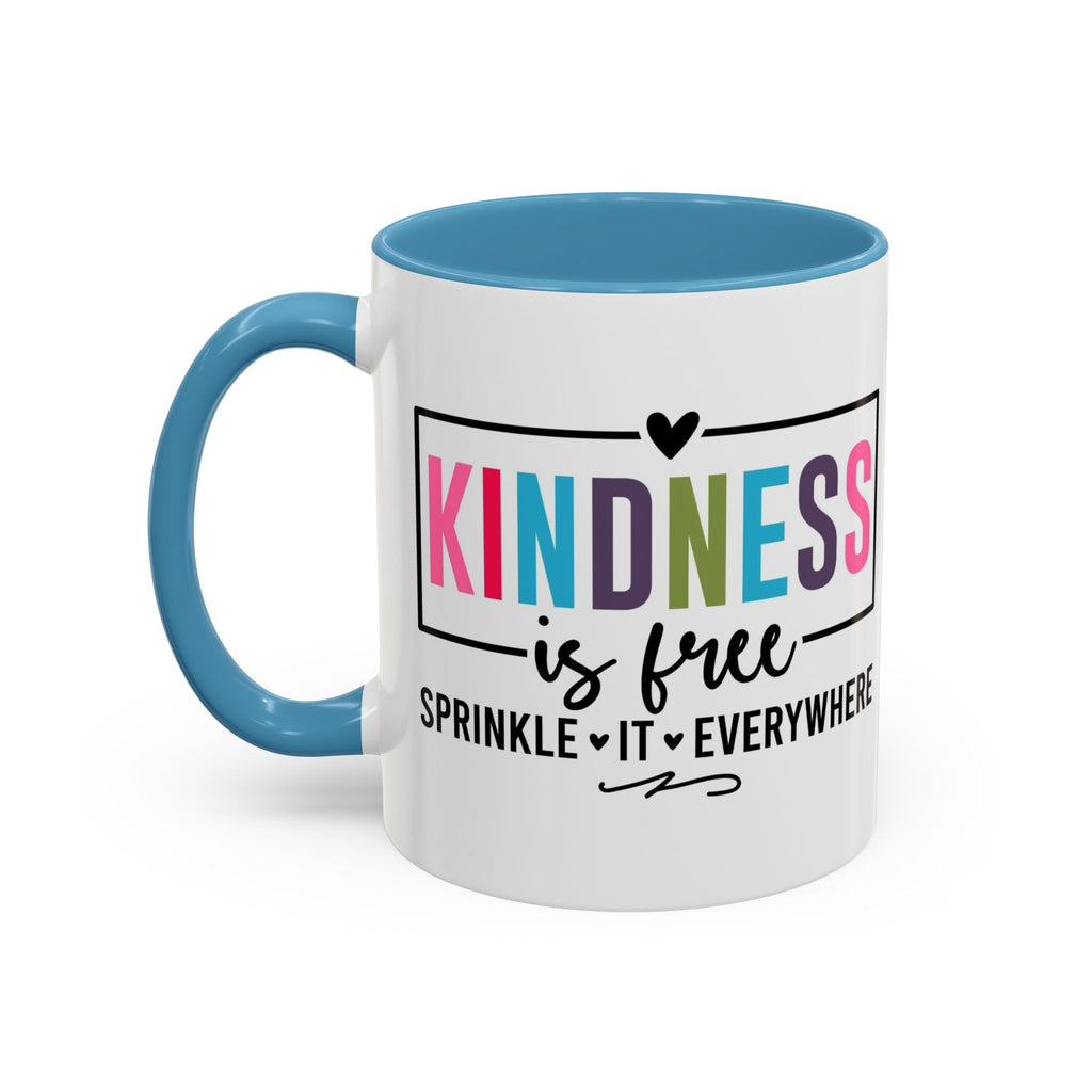 Kindness Is Free Accent Coffee Mug — Inspirational Pink Interior 11/15oz