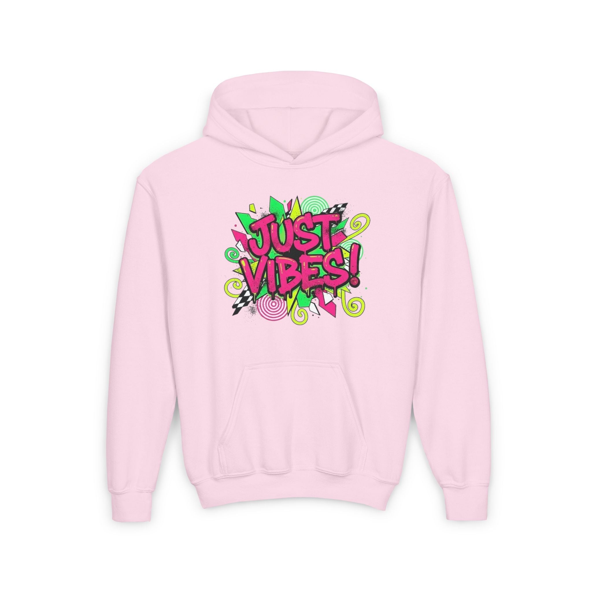 Youth Hoodie - "Just Vibes" Neon Graffiti Pullover