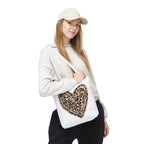 Leopard Heart Tote Bag – Animal Print Heart Canvas Tote