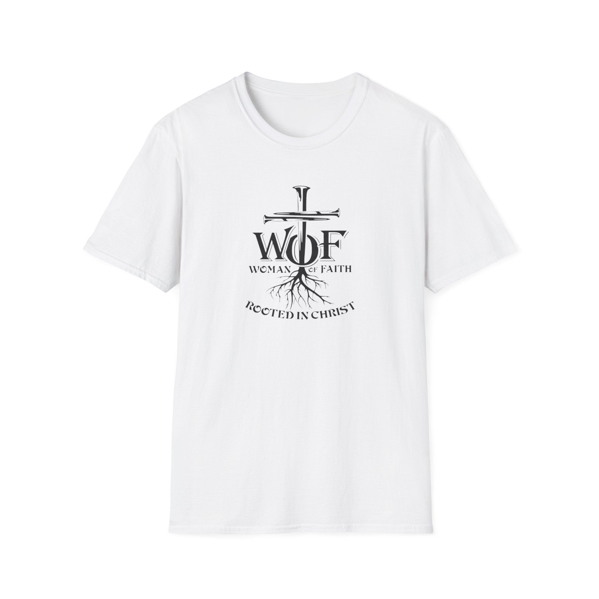 Faith T-Shirt - "WOF Woman of Faith Rooted in Christ" Christian Tee