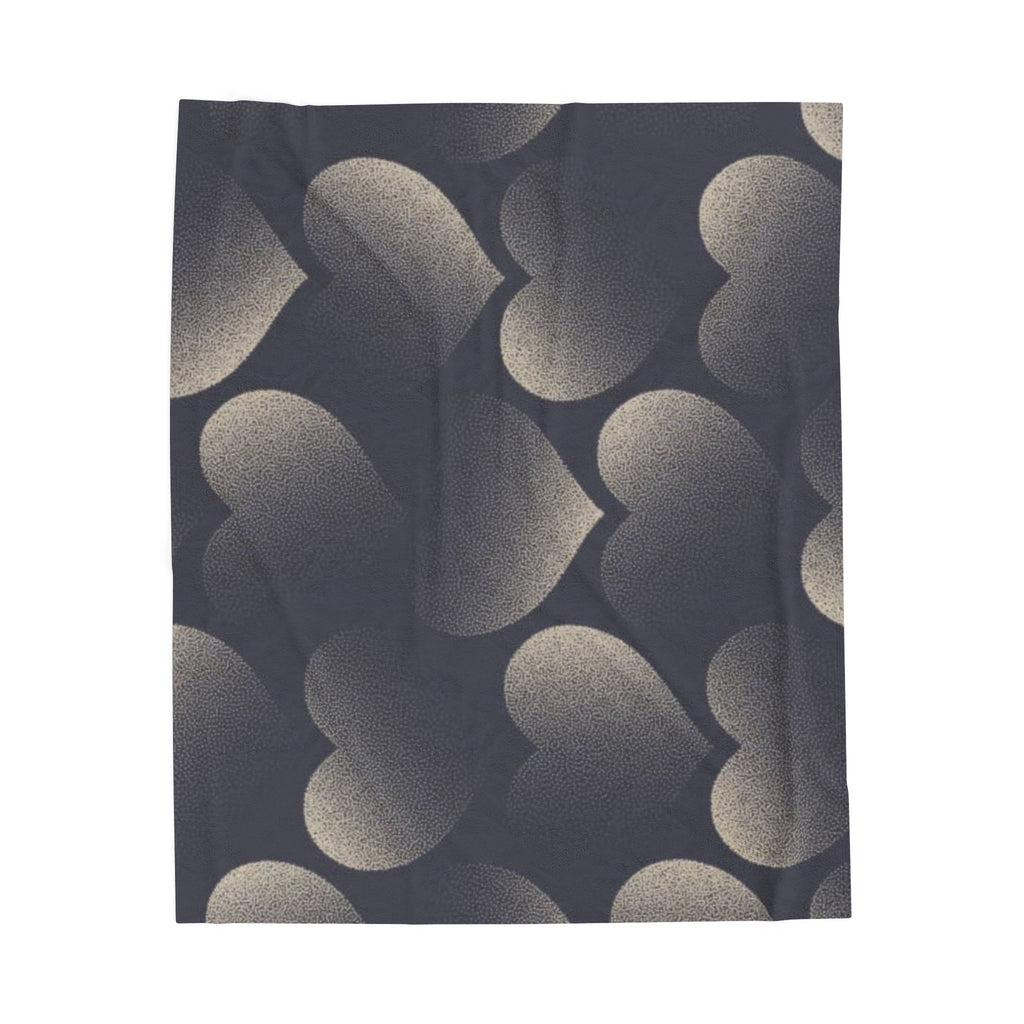 Velveteen Plush Blanket — Cozy Shadow Heart Pattern Throw