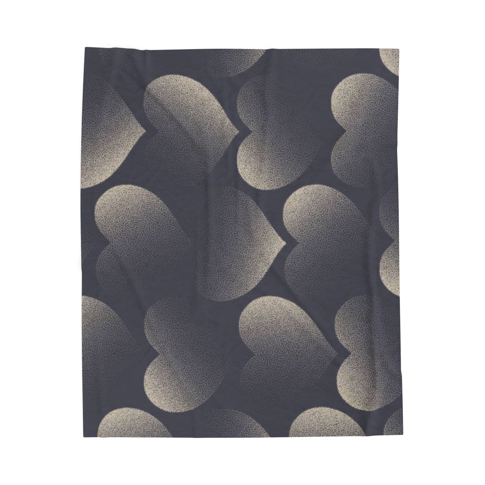 Velveteen Plush Blanket — Cozy Shadow Heart Pattern Throw
