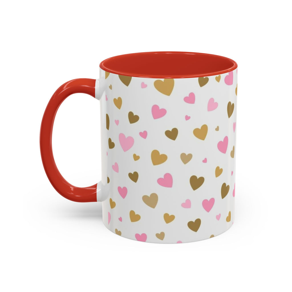 Pink & Gold Heart Accent Coffee Mug — Romantic Valentine’s Tea & Coffee Cup