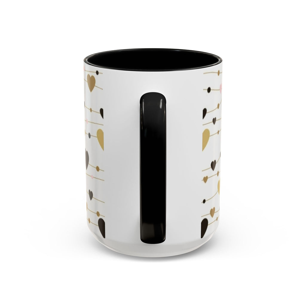 Heart Garland Accent Coffee Mug — Pink & Gold Valentine Ceramic