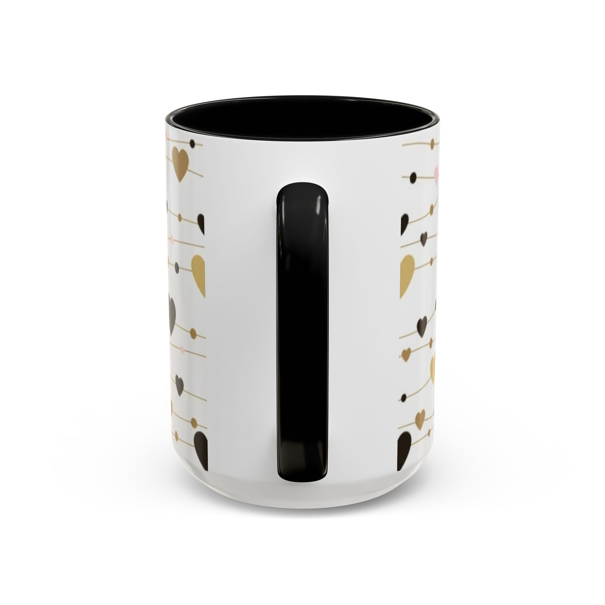 Heart Garland Accent Coffee Mug — Pink & Gold Valentine Ceramic