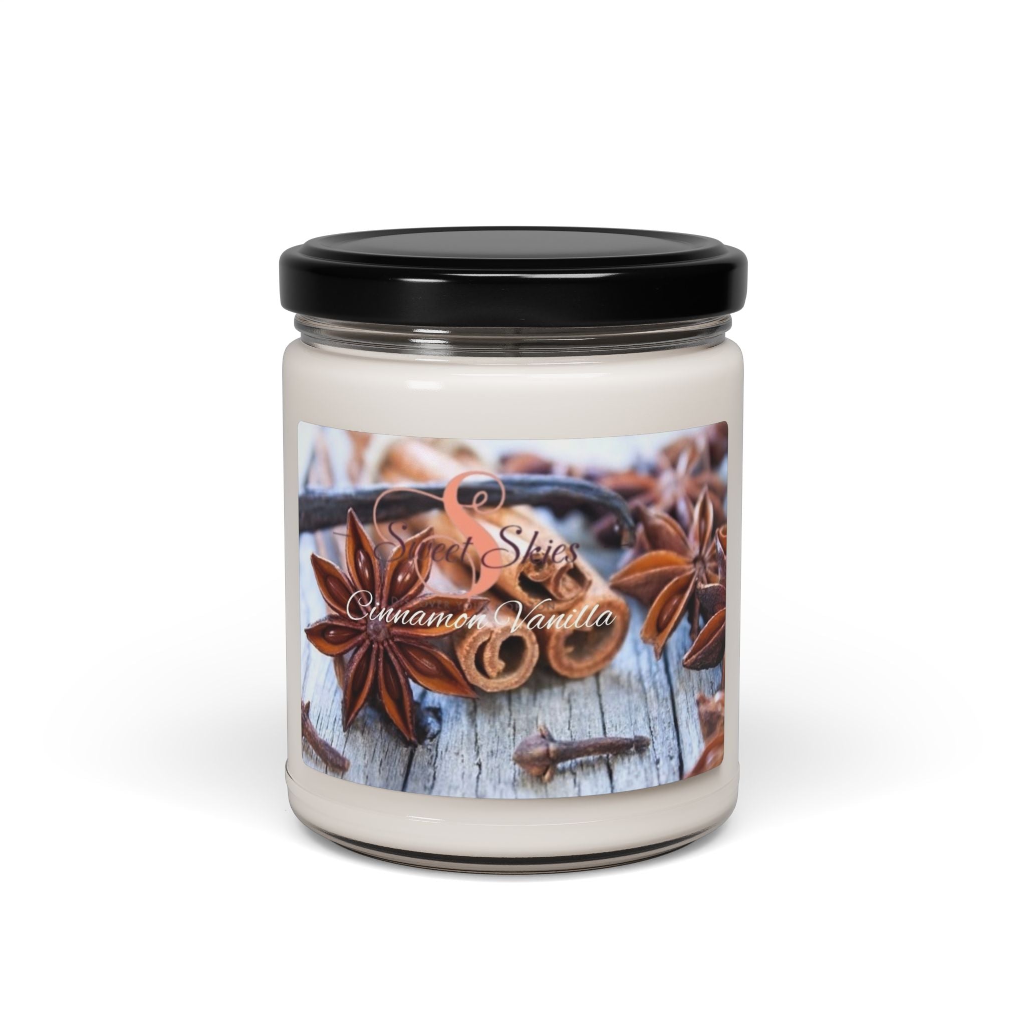 Cinnamon Vanilla Soy Candle — 9oz Scented Jar (Warm Spiced Aromas)