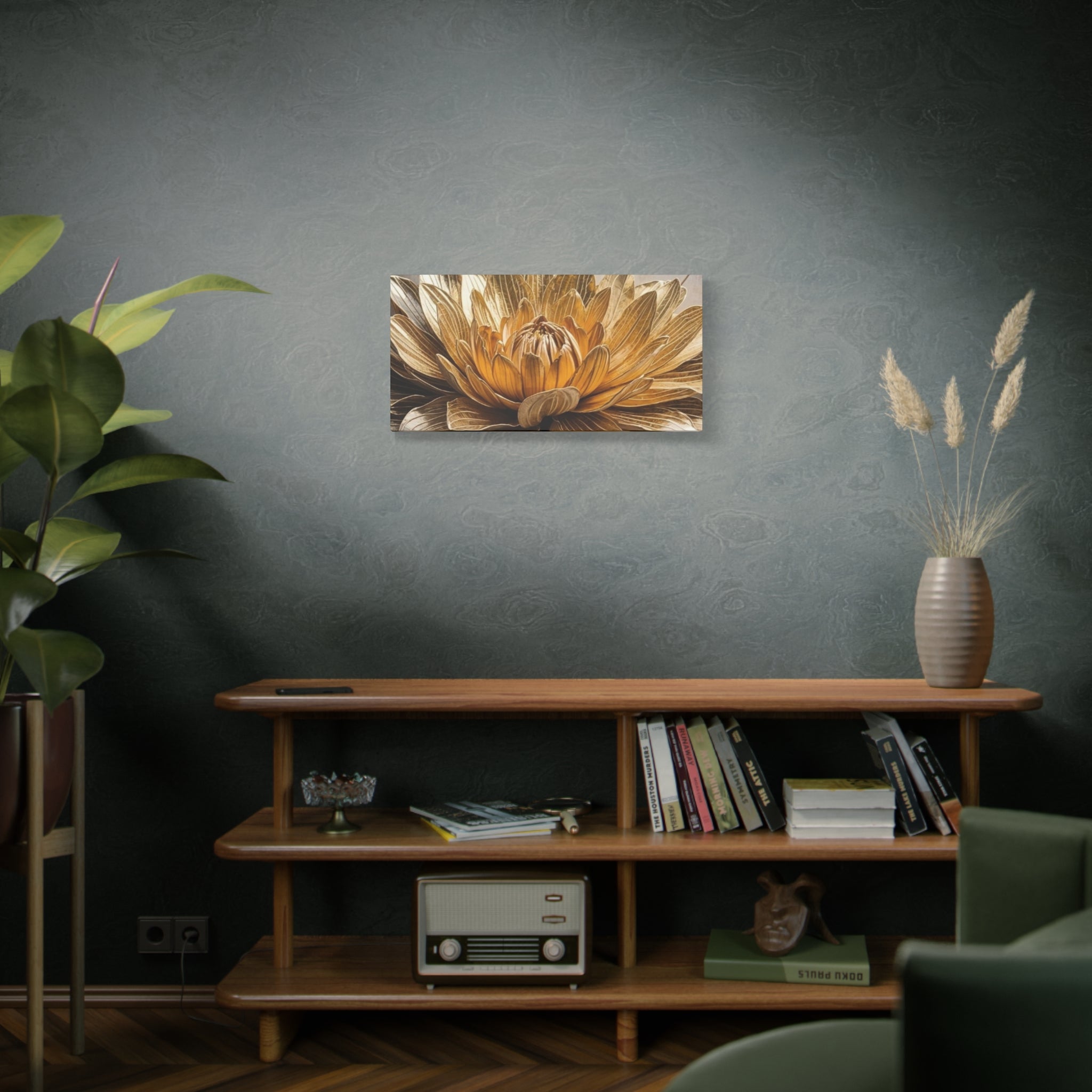 Golden Dahlia Matte Canvas Wall Art — Stretched 1.25"