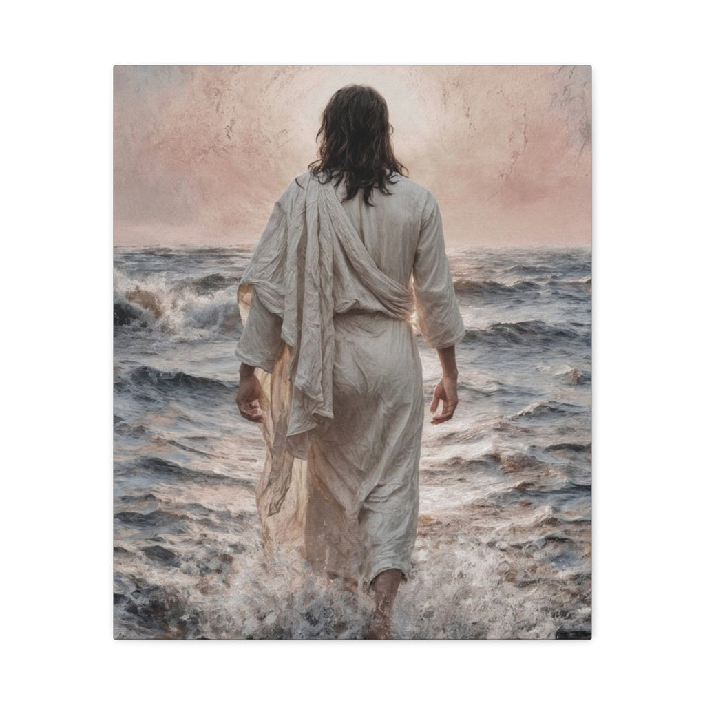 Jesus Walking on Water Matte Canvas Print