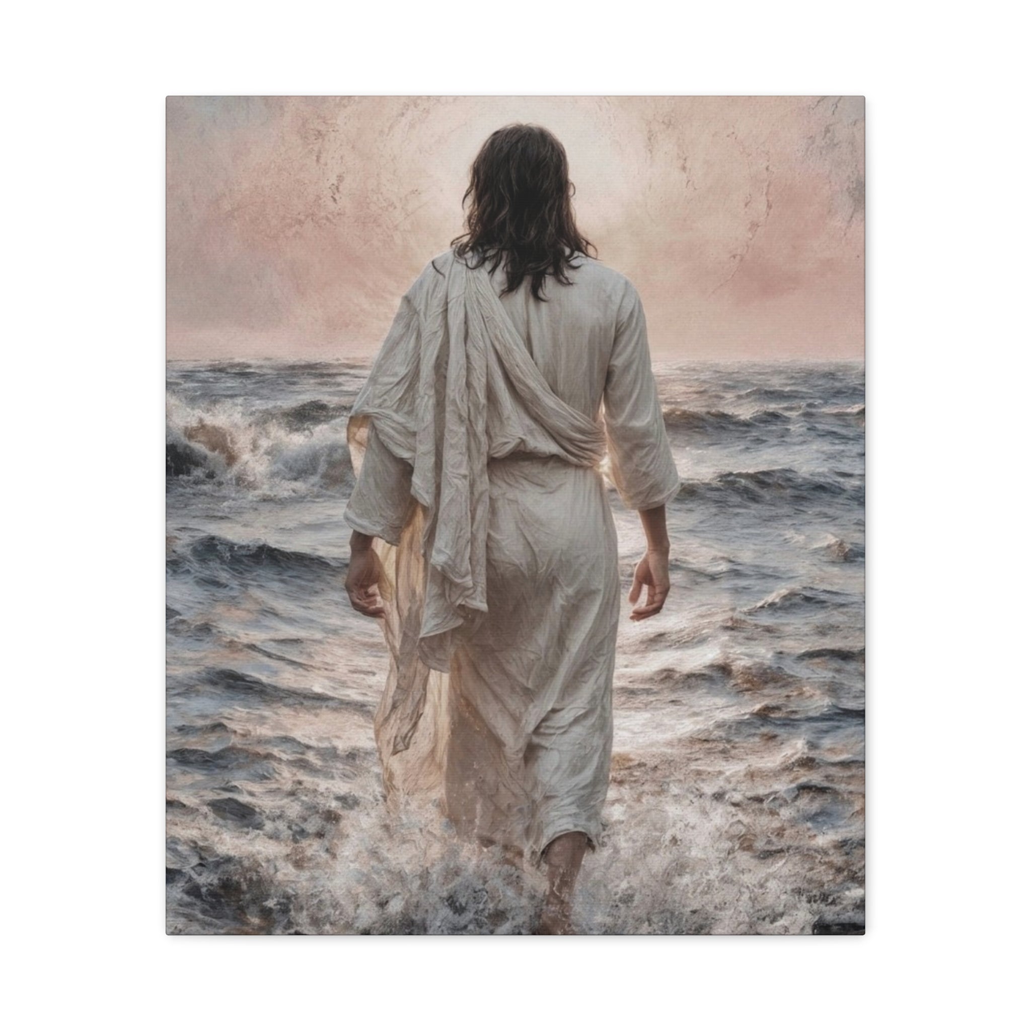Jesus Walking on Water Matte Canvas Print
