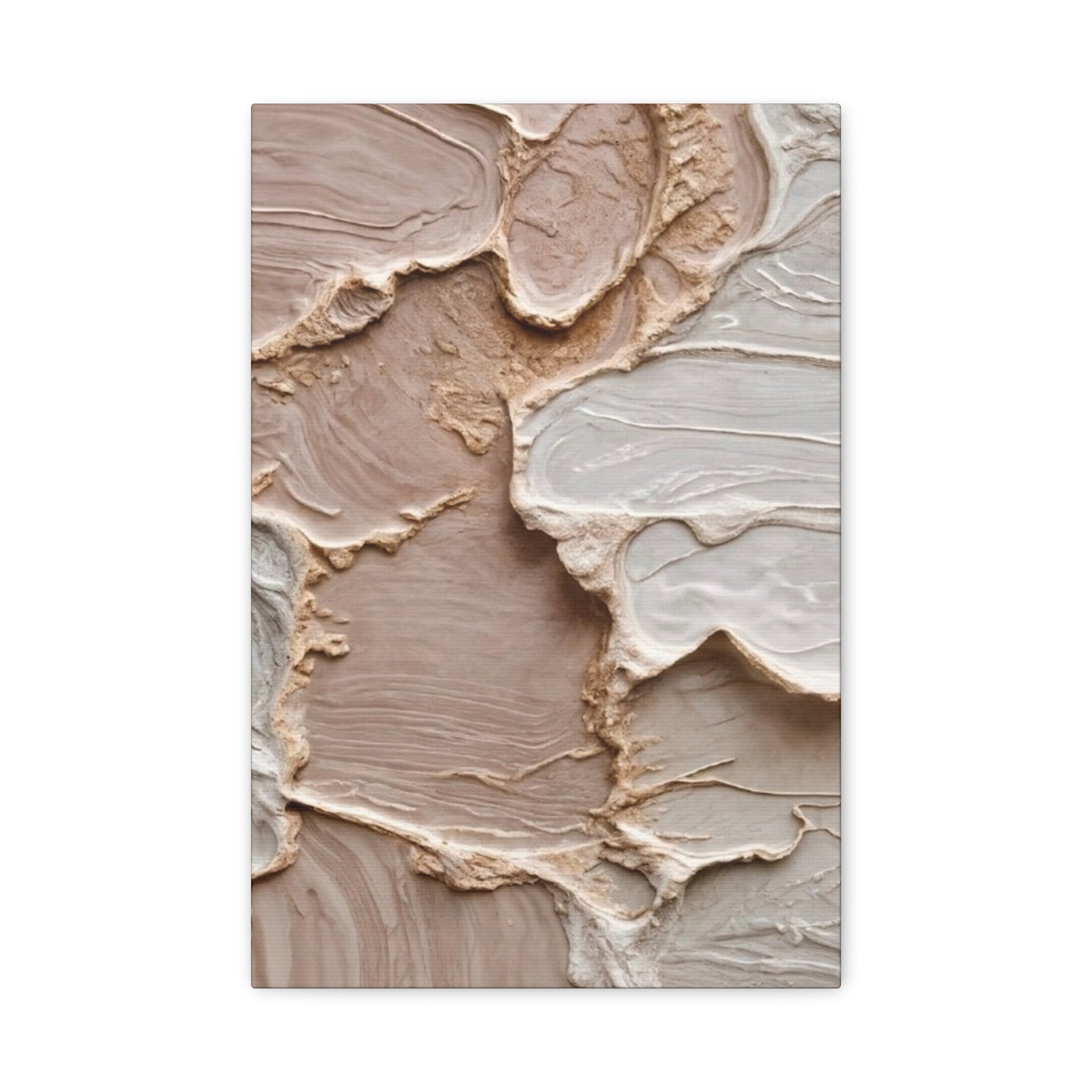 Neutral Textured Abstract Canvas Print — Beige & Cream Wall Art, Matte Stretched 1.25"
