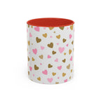 Pink & Gold Heart Accent Coffee Mug — Romantic Valentine’s Tea & Coffee Cup